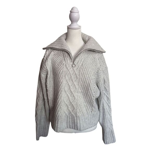 Sincerely Jules Gray Cable Knit Half Zip Up Sweater - Picture 5 of 8